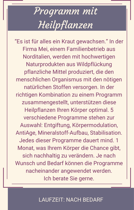 Programme mit natürlichen Heilpflanzen